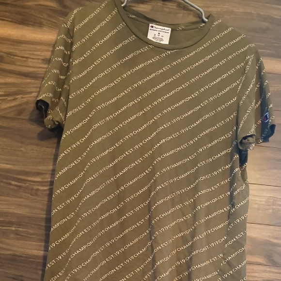 Champion All Over Print Diagonal Logo T-Shirt - Olive Green - Men's Medium - Picture 3 of 7